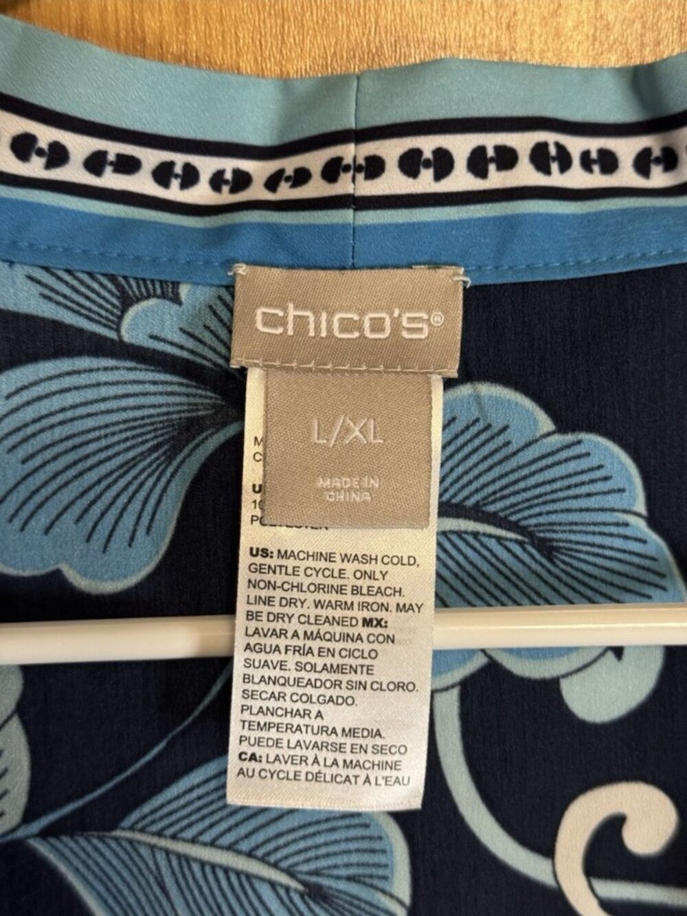 CHICOS Kimono Cardigan Blue Floral Boh Lightweight L/XL Beach Bohochic Vacation - Picture 6 of 9